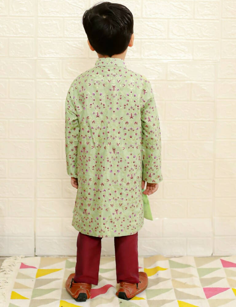 Lil Drama Boys Ethnic Kurta Pyjama - Green | Swadesiicart