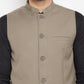 Even Apparels Beige Merino Men Woven Nehru Jacket | Swadesiicart