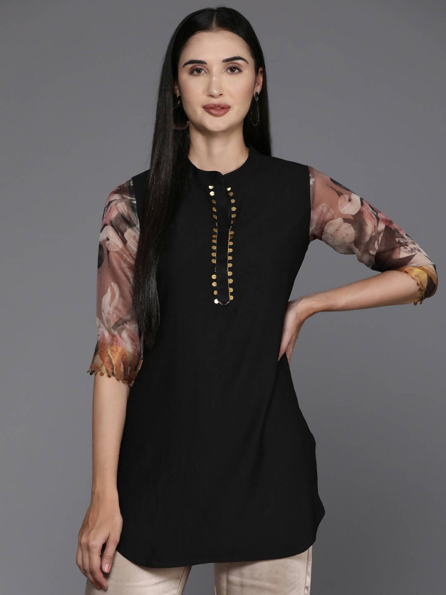 Ahalyaa Women's Traditional wear Tunic - Black | Swadesiicart