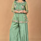 Morchari Women And Hand Embroidery Palazzo Set-Green - Swadesiicart