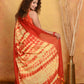 Very Much Indian Tie & Dye Handloom Mul Cotton Saree - Yellow Red | Swadesiicart