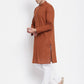 Even Apparels Brown Color Pure Cotton Men's Kurta With Band Collar | Swadesiicart