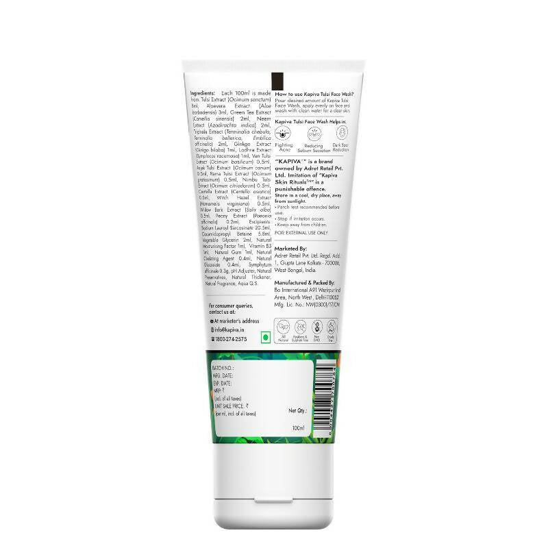 Kapiva Ayurveda Skin Rituals Acne Control Tulsi Face Wash - Swadesiicart