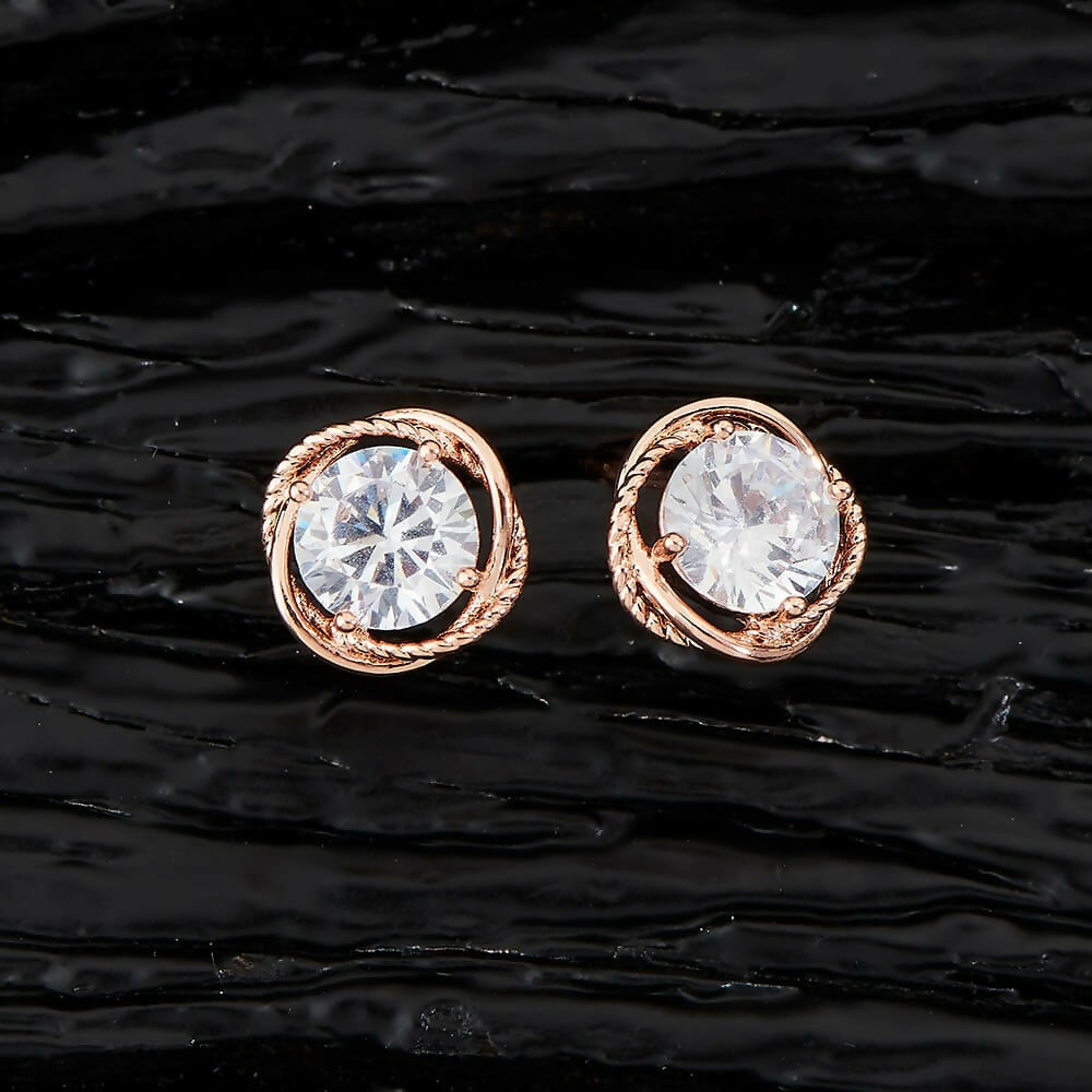 Joban Fashion Women Brass Golden White Ad Earrings - Swadesiicart