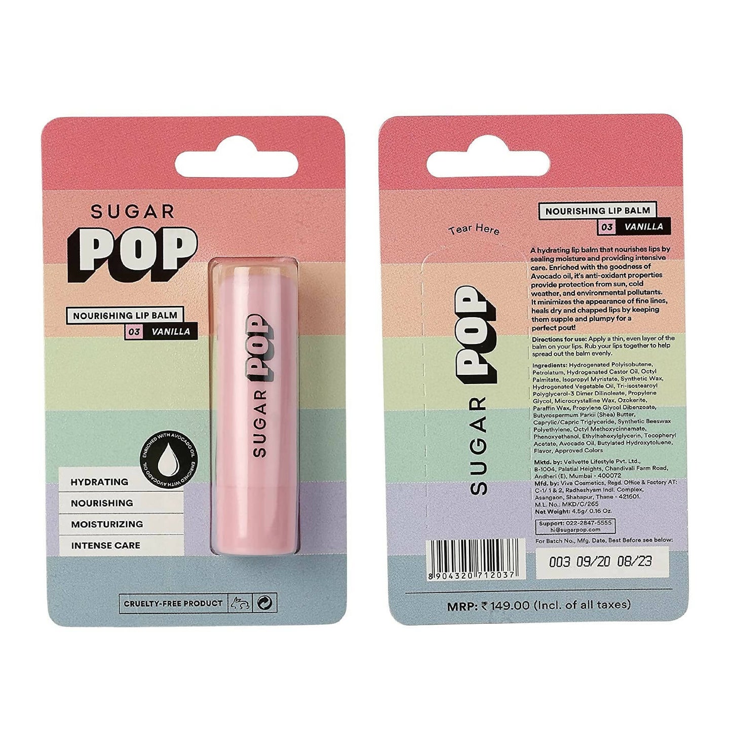 SUGAR POP Nourishing Lip Balm - 03 Vanilla - Swadesiicart