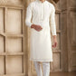 Raivat Ethnic Banarasi Art Silk Mirror Work Kurta Pajama In Cream Colour | Swadesiicart