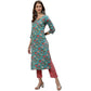 Anubhutee Women's Cotton Regular Floral Printed Green Kurta Set | Swadesiicart