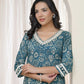 Vaasva Women Ferozi Cotton Printed Straight Kurti With Pant - Swadesiicart