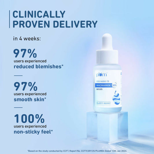 Plum 10% Niacinamide Brightening Face Serum With Rice Water - Fades Blemishes & Dark Spots, Beginner Friendly - Swadesiicart