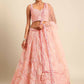 House of Panchhi Coral Pink Net Sequins and Zarkan embroidery Lehenga choli & Dupatta | Swadesiicart
