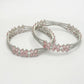 NVR Women's Set of 2 Silver-Plated American Diamond Handcrafted Bangles - Swadesiicart