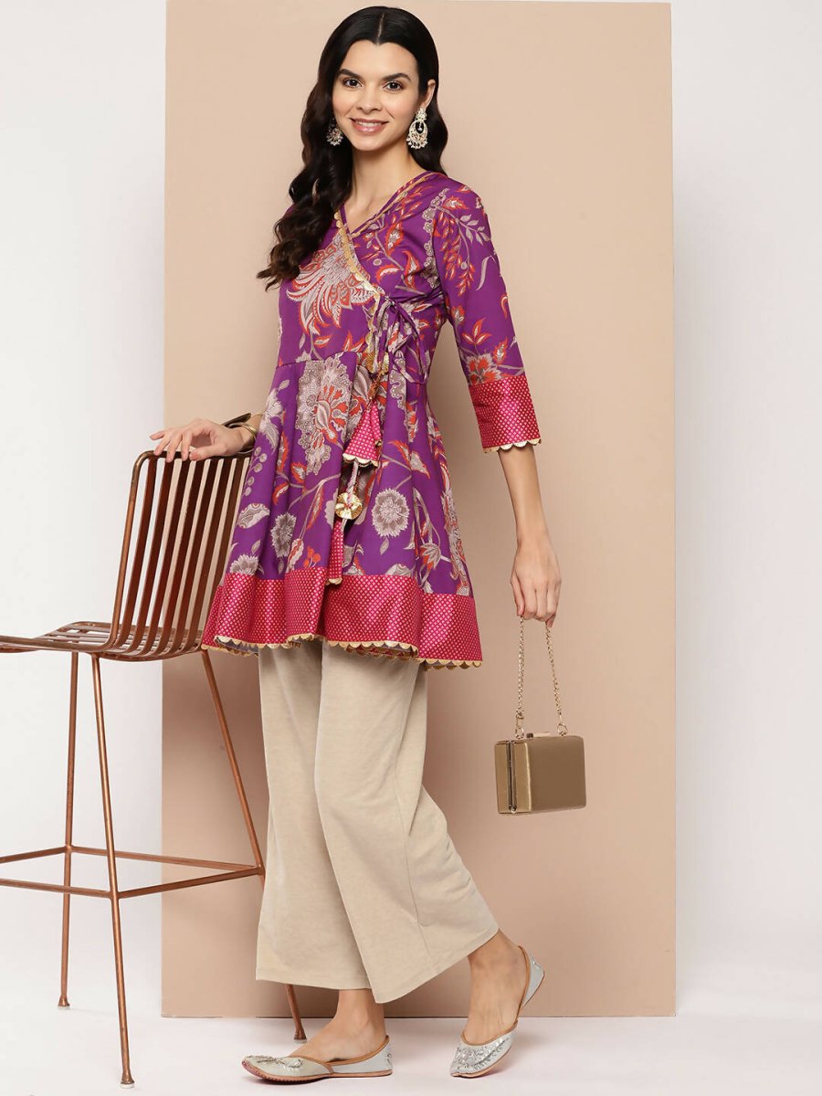 Ahalyaa Women's Traditional wear Tunic - Purple | Swadesiicart