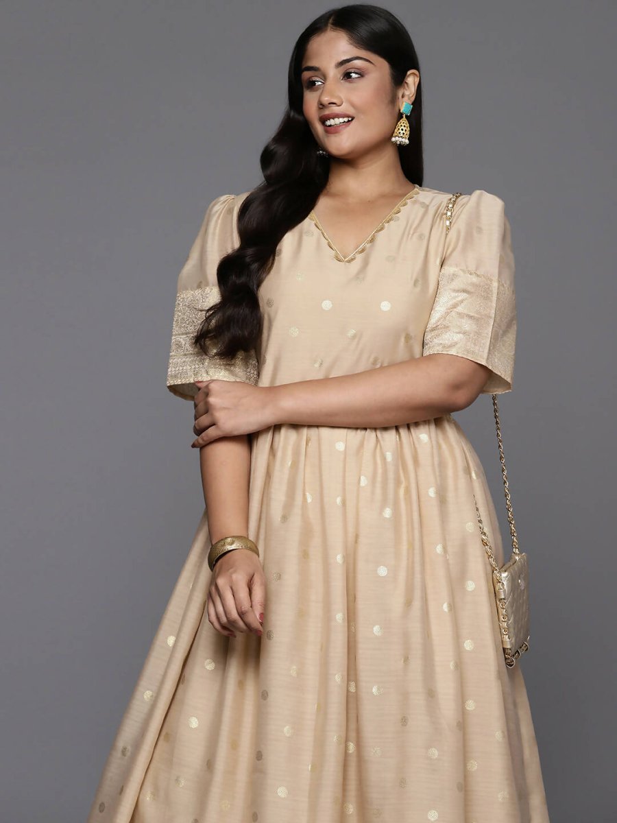 Ahalyaa Women's Traditional wear Ethnic Dress - Tan | Swadesiicart