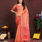 Lorenvalley Fashion Orange Organza Silk Woven Design with Rich Meenakari Weaving Pallu Saree - Swadesiicart