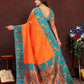 Lorenvalley Fashion Orange Soft Paithani Silk Woven Design Rich Zari Meenakari Weaving Saree - Swadesiicart