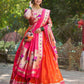 Lorenvalley Orange Jacquard Silk Paithani Weaving Zari Lehenga Choli with Dupatta | Swadesiicart