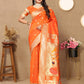 Lorenvalley Fashion Orange Soft Paithani Silk Woven Design Rich Zari Meenakari Weaving Saree - Swadesiicart
