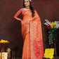 Lorenvalley Fashion Orange Organza Silk Woven Design with Rich Meenakari Weaving Pallu Saree - Swadesiicart