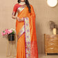 Lorenvalley Fashion Orange Soft Paithani Silk Woven Design Rich Meenakari Zari Weaving Pallu Saree - Swadesiicart