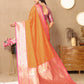 Lorenvalley Fashion Orange Soft Silk weaving Design Rich Zari Weaving Saree - Swadesiicart