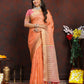 Lorenvalley Fashion Orange Soft Katan Silk Woven Design Zari Weaving Pallu Saree - Swadesiicart