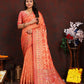 Lorenvalley Fashion Orange Organza Silk Woven Design with Rich Meenakari Weaving Pallu Saree - Swadesiicart