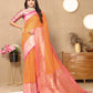Lorenvalley Fashion Orange Soft Silk weaving Design Rich Zari Weaving Saree - Swadesiicart