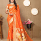 Lorenvalley Fashion Orange Soft Paithani Silk Woven Design Rich Zari Meenakari Weaving Saree - Swadesiicart