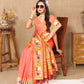 Lorenvalley Fashion Orange Soft Paithani Silk Woven Design Rich Zari Meenakari Weaving Saree - Swadesiicart