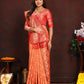 Lorenvalley Fashion Orange Organza Silk Woven Design with Rich Meenakari Weaving Pallu Saree - Swadesiicart