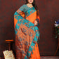 Lorenvalley Fashion Orange Soft Paithani Silk Woven Design Rich Zari Meenakari Weaving Saree - Swadesiicart