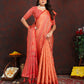 Lorenvalley Fashion Orange Organza Silk Woven Design with Rich Meenakari Weaving Pallu Saree - Swadesiicart