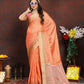 Lorenvalley Fashion Orange Soft Katan Silk Woven Design Zari Weaving Pallu Saree - Swadesiicart