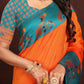 Lorenvalley Fashion Orange Soft Paithani Silk Woven Design Rich Zari Meenakari Weaving Saree - Swadesiicart