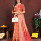 Lorenvalley Fashion Orange Organza Silk Woven Design with Rich Meenakari Weaving Pallu Saree - Swadesiicart