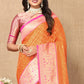Lorenvalley Fashion Orange Soft Silk weaving Design Rich Zari Weaving Saree - Swadesiicart
