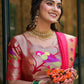 Lorenvalley Orange Jacquard Silk Paithani Weaving Zari Lehenga Choli with Dupatta | Swadesiicart