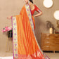Lorenvalley Fashion Orange Soft Paithani Silk Woven Design Rich Meenakari Zari Weaving Pallu Saree - Swadesiicart