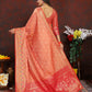 Lorenvalley Fashion Orange Organza Silk Woven Design with Rich Meenakari Weaving Pallu Saree - Swadesiicart