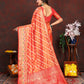 Lorenvalley Fashion Orange Organza Silk Woven Design with Rich Meenakari Weaving Pallu Saree - Swadesiicart