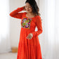 Lorenvalley Fashion Women Pure Soft Faux Georgette Leheriya Print Anarkali Gown - Swadesiicart