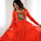 Lorenvalley Fashion Women Pure Soft Faux Georgette Leheriya Print Anarkali Gown - Swadesiicart