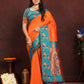 Lorenvalley Fashion Orange Soft Paithani Silk Woven Design Rich Zari Meenakari Weaving Saree - Swadesiicart