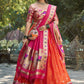 Lorenvalley Orange Jacquard Silk Paithani Weaving Zari Lehenga Choli with Dupatta | Swadesiicart