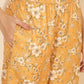 Janasya Women's Mustard Moss Floral Printed Casual Front Slit Co-ords - Swadesiicart