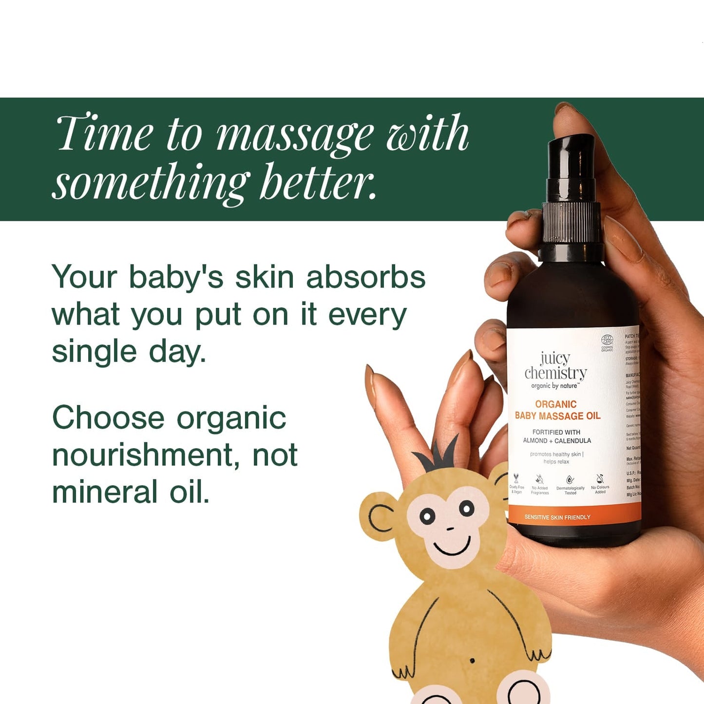 Organic Baby Massage Oil Fortified with Almond + Calendula