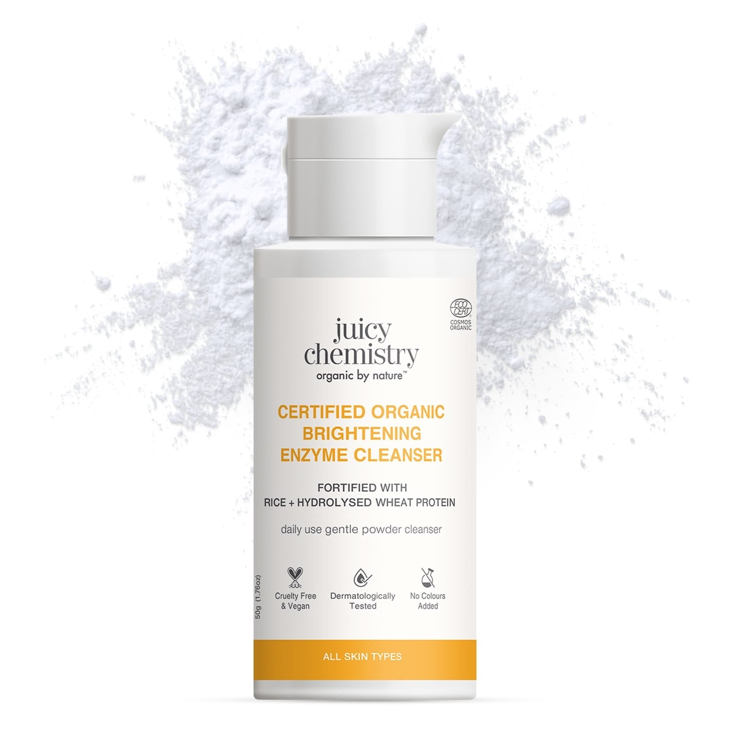 Certified Organic Brightening Enzyme Cleanser Fortified with Rice + Hydrolysed Wheat Protein
