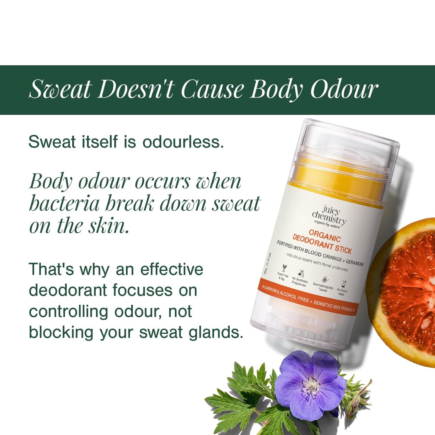 Organic Deodorant Fortified with Blood Orange + Geranium