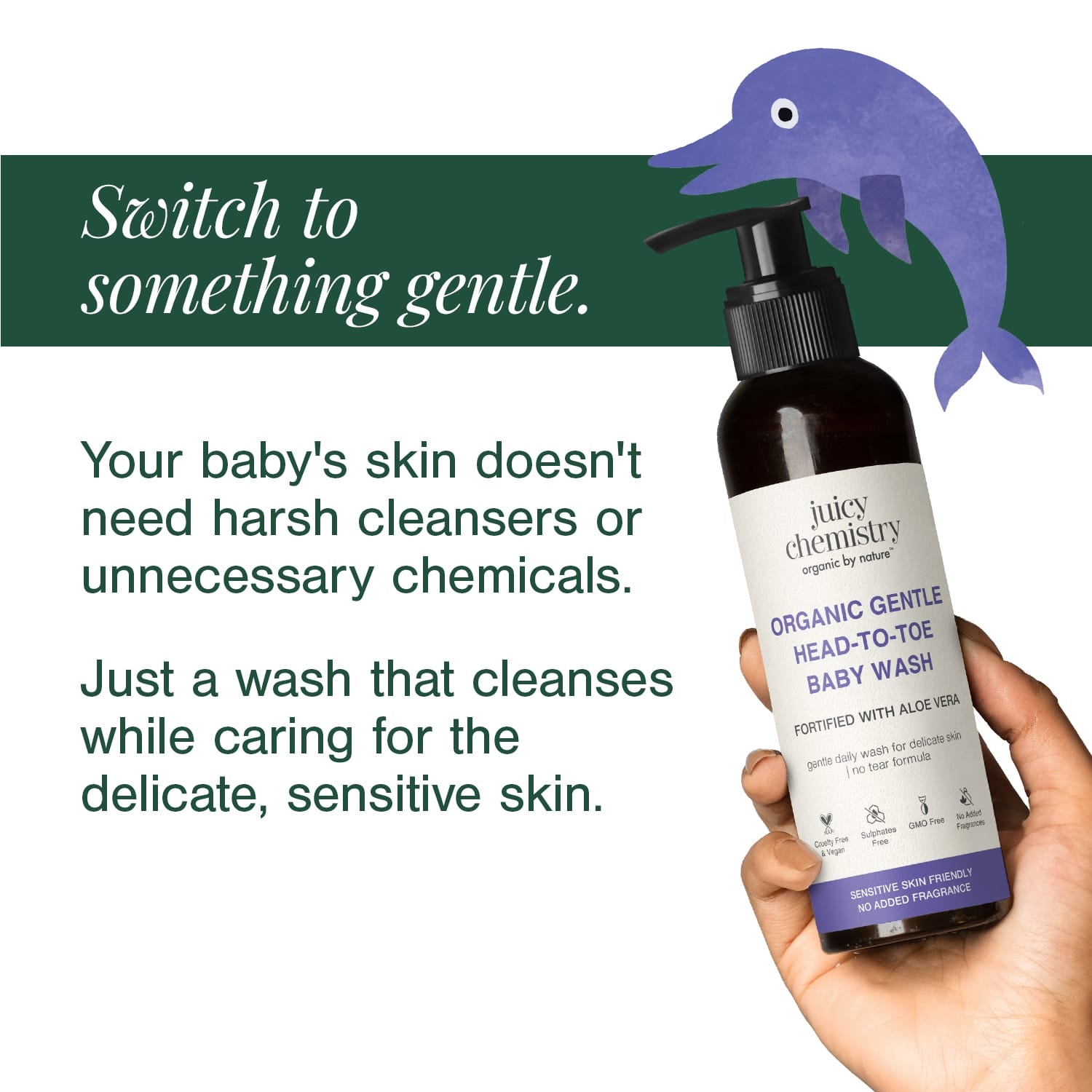 Organic Gentle Head-to-Toe Baby Wash Fortified with Aloe Vera