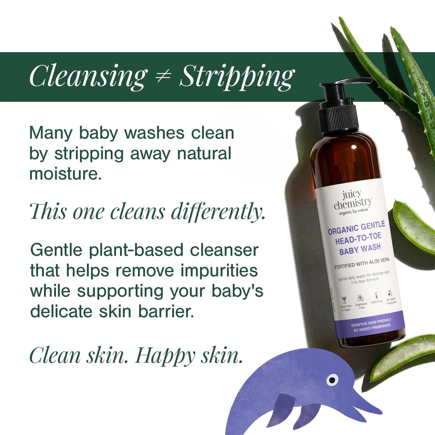 Organic Gentle Head-to-Toe Baby Wash Fortified with Aloe Vera